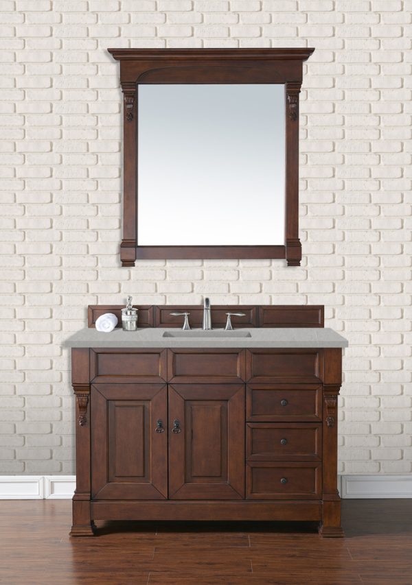 Brookfield 48 inch Bathroom Vanity in Warm Cherry With Eternal Serena Quartz Top