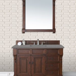 Brookfield 48 inch Bathroom Vanity in Warm Cherry With Grey Expo Quartz Top