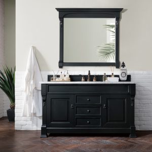 Brookfield 60 inch Single Bathroom Vanity in Antique Black With Carrara Marble Top Top