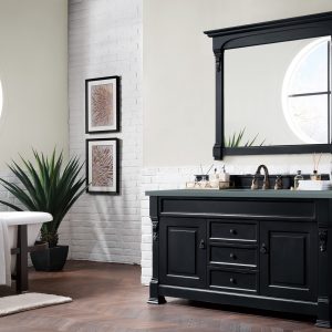 Brookfield 60 inch Single Bathroom Vanity in Antique Black With Cala Blue Quartz Top