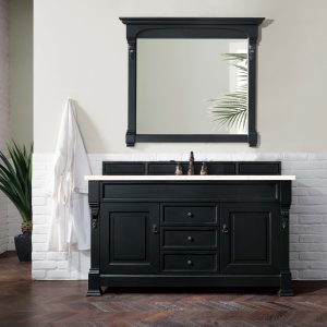 Brookfield 60 inch Single Bathroom Vanity in Antique Black With Eternal Marfil Quartz Top