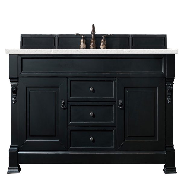 Brookfield 60 inch Single Bathroom Vanity in Antique Black With Ethereal Noctis Quartz Top