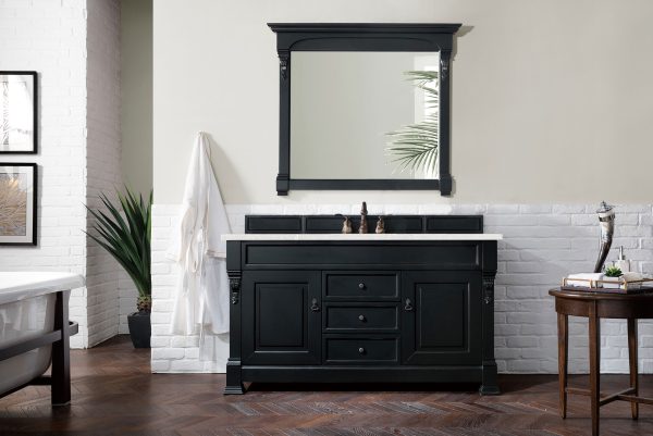 Brookfield 60 inch Single Bathroom Vanity in Antique Black With Eternal Serena Quartz Top