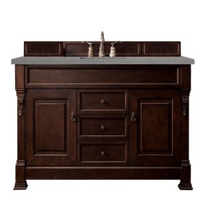 Brookfield 60 inch Single Bathroom Vanity in Burnished Mahogany With Grey Expo Quartz Top