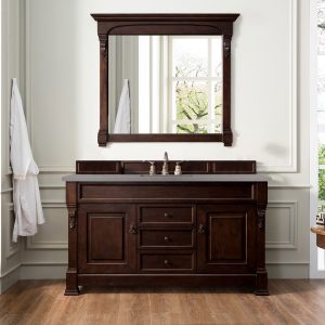 Brookfield 60 inch Single Bathroom Vanity in Burnished Mahogany With Grey Expo Quartz Top