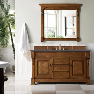 Brookfield 60 inch Single Bathroom Vanity in Country Oak With Charcoal Soapstone Quartz Top
