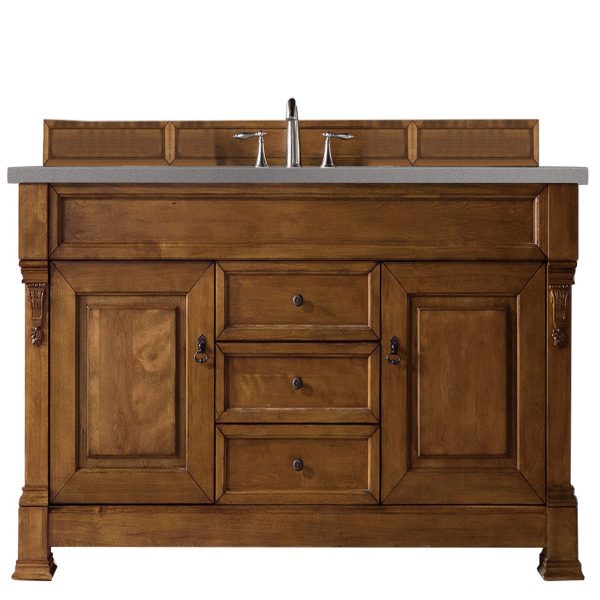 Brookfield 60 inch Single Bathroom Vanity in Country Oak With Grey Expo Quartz Top