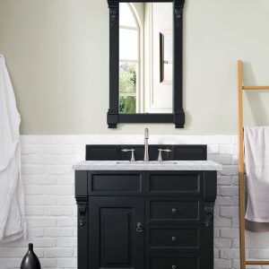 Brookfield 36 inch Bathroom Vanity in Antique Black With Carrara Marble Top 