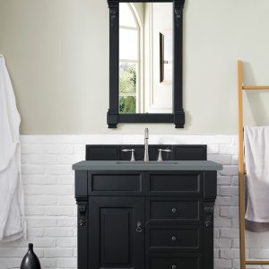 Brookfield 36 inch Bathroom Vanity in Antique Black With Cala Blue Quartz Top
