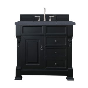 Brookfield 36 inch Bathroom Vanity in Antique Black With Charcoal Soapstone Quartz Top