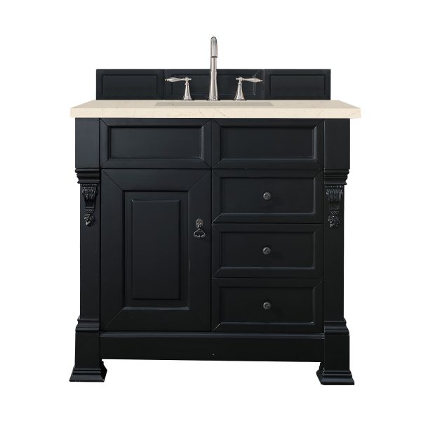 Brookfield 36 inch Bathroom Vanity in Antique Black With Eternal Marfil Quartz Top