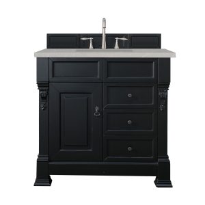 Brookfield 36 inch Bathroom Vanity in Antique Black With Eternal Serena Quartz Top
