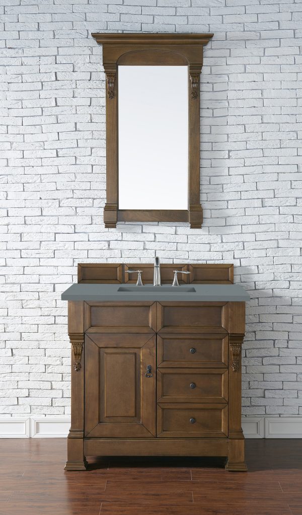 Brookfield 36 inch Bathroom Vanity in Country Oak With Cala Blue Quartz Top
