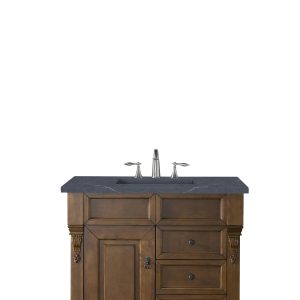Brookfield 36 inch Bathroom Vanity in Country Oak With Charcoal Soapstone Quartz Top