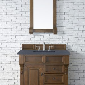 Brookfield 36 inch Bathroom Vanity in Country Oak With Charcoal Soapstone Quartz Top