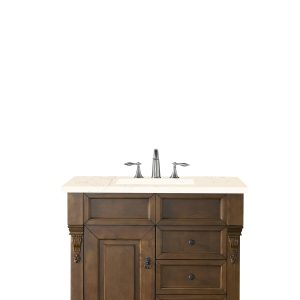 Brookfield 36 inch Bathroom Vanity in Country Oak With Eternal Marfil Quartz Top