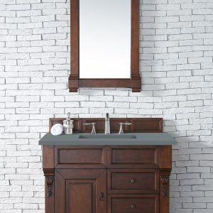 Brookfield 36 inch Bathroom Vanity in Warm Cherry With Cala Blue Quartz Top
