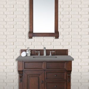 Brookfield 36 inch Bathroom Vanity in Warm Cherry With Grey Expo Quartz Top