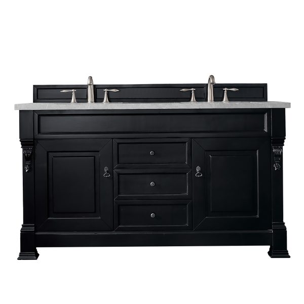 Brookfield 60 inch Double Bathroom Vanity in Antique Black With Eternal Serena Quartz Top