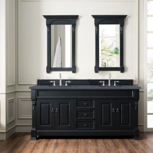 Brookfield 72 inch Double Bathroom Vanity in Antique Black With Charcoal Soapstone Quartz Top