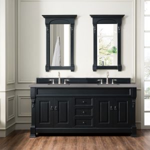 Brookfield 72 inch Double Bathroom Vanity in Antique Black With Grey Expo Quartz Top