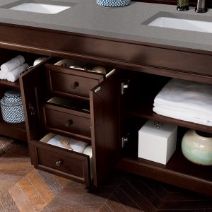 Brookfield 72 inch Double Bathroom Vanity in Burnished Mahogany With Grey Expo Quartz Top