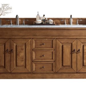 Brookfield 72 inch Double Bathroom Vanity in Country Oak With Carrara Marble Top Top