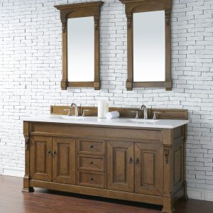 Brookfield 72 inch Double Bathroom Vanity in Country Oak With White Quartz Top