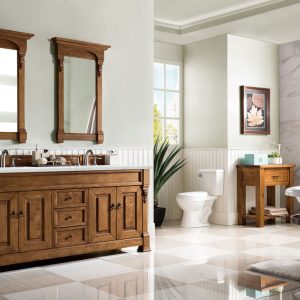 Brookfield 72 inch Double Bathroom Vanity in Country Oak With Ethereal Noctis Quartz Top