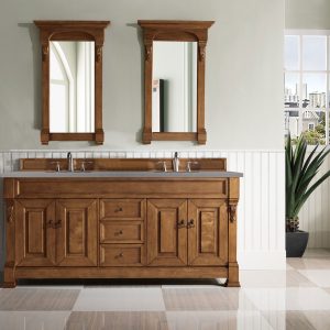 Brookfield 72 inch Double Bathroom Vanity in Country Oak With Grey Expo Quartz Top