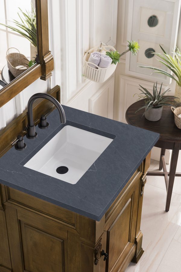 Brookfield 26 inch Bathroom Vanity in Country Oak With Charcoal Soapstone Quartz Top