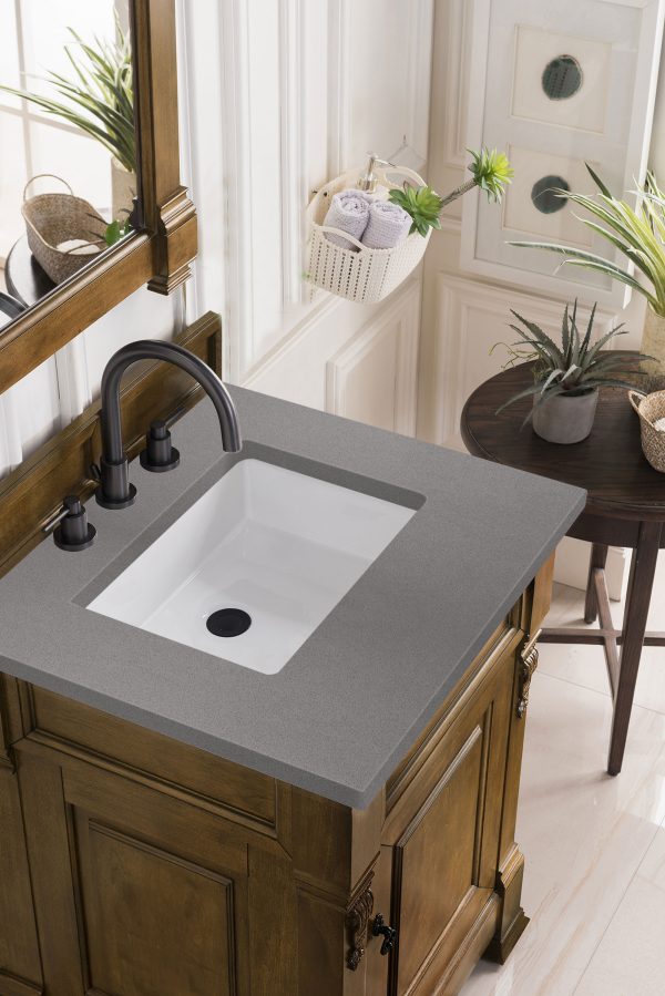 Brookfield 26 inch Bathroom Vanity in Country Oak With Grey Expo Quartz Top