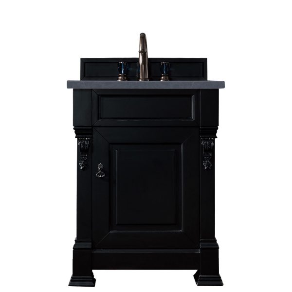 Brookfield 26 inch Bathroom Vanity in Antique Black With Charcoal Soapstone Quartz Top