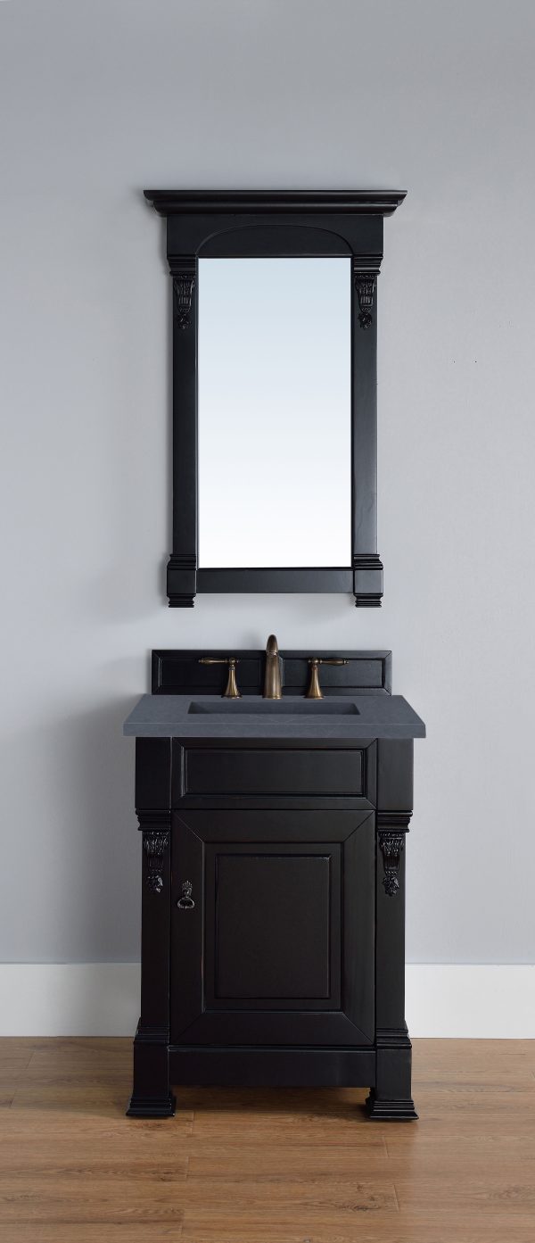 Brookfield 26 inch Bathroom Vanity in Antique Black With Charcoal Soapstone Quartz Top
