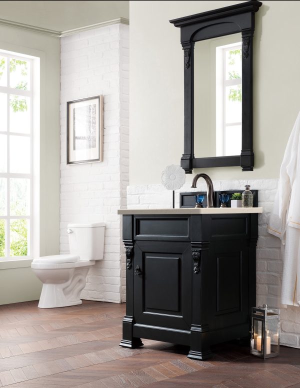 Brookfield 26 inch Bathroom Vanity in Antique Black With Eternal Marfil Quartz Top