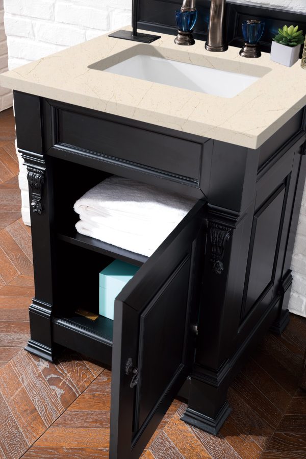 Brookfield 26 inch Bathroom Vanity in Antique Black With Eternal Marfil Quartz Top