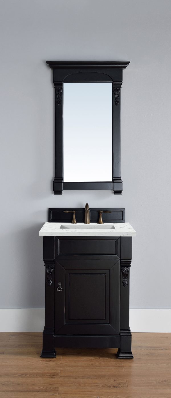 Brookfield 26 inch Bathroom Vanity in Antique Black With Ethereal Noctis Quartz Top