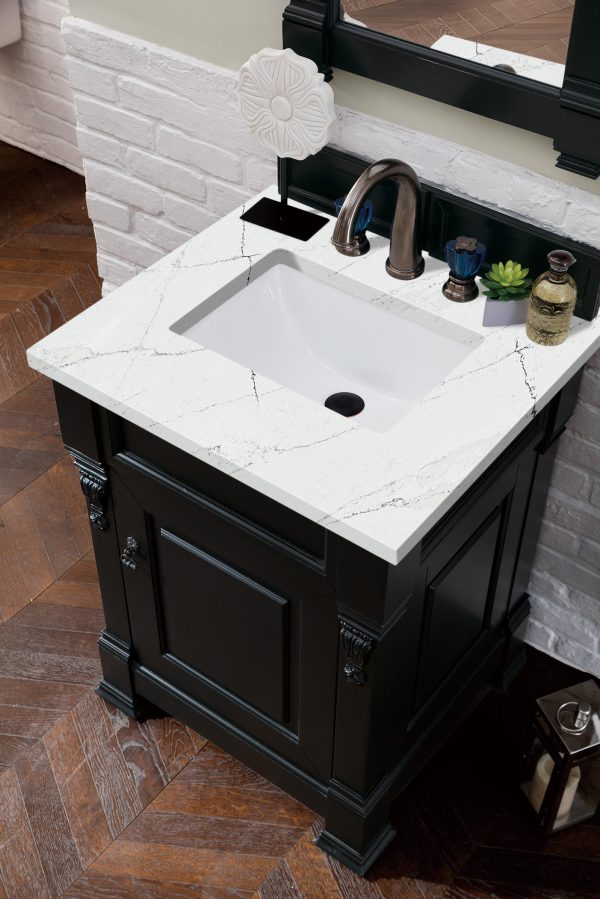 Brookfield 26 inch Bathroom Vanity in Antique Black With Ethereal Noctis Quartz Top