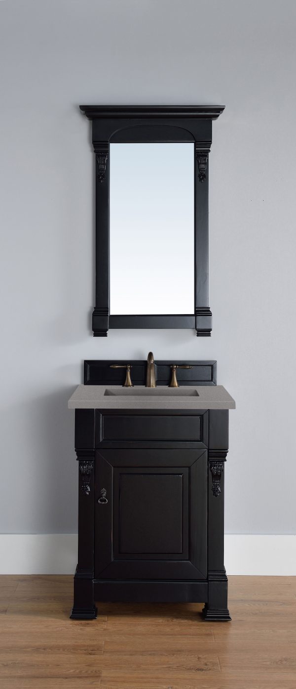 Brookfield 26 inch Bathroom Vanity in Antique Black With Grey Expo Quartz Top