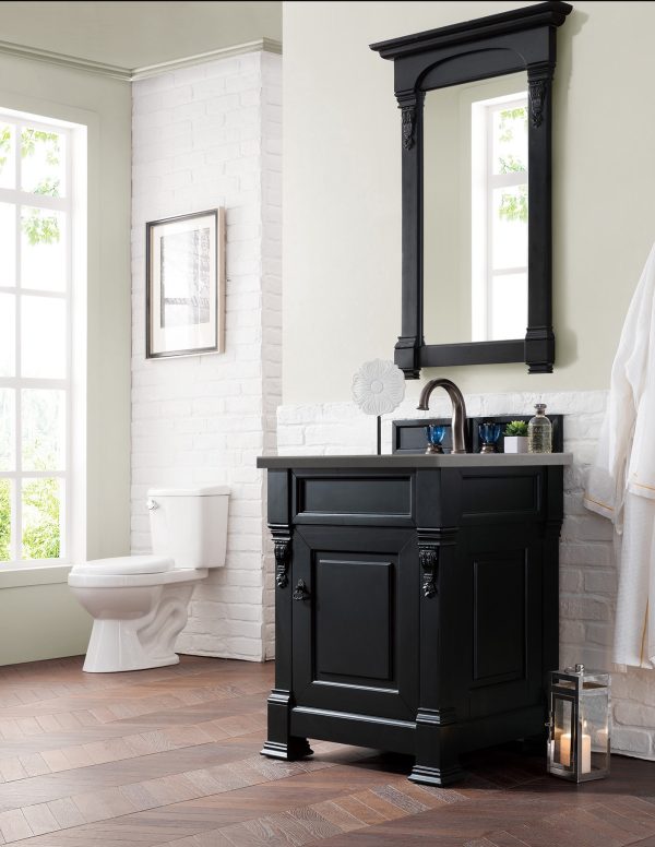 Brookfield 26 inch Bathroom Vanity in Antique Black With Grey Expo Quartz Top