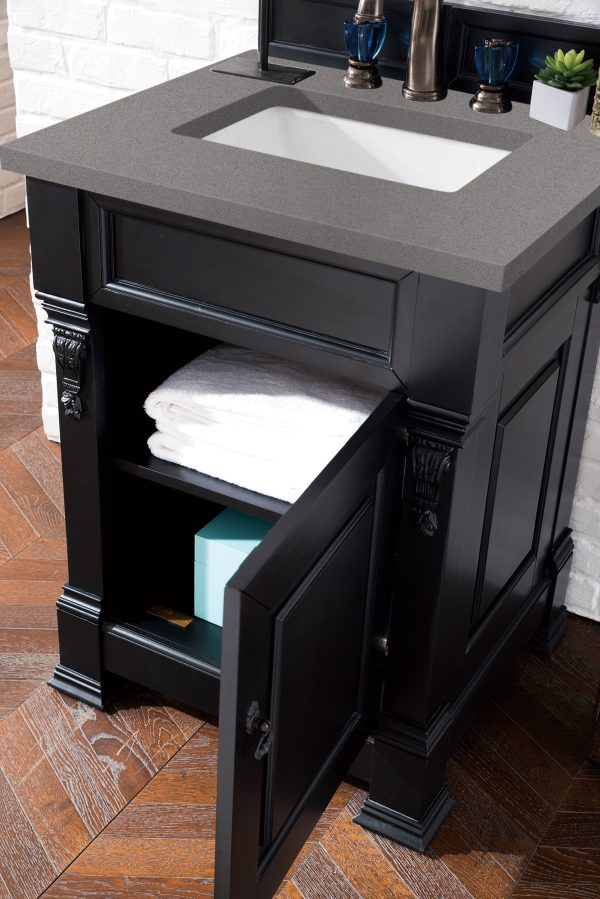 Brookfield 26 inch Bathroom Vanity in Antique Black With Grey Expo Quartz Top