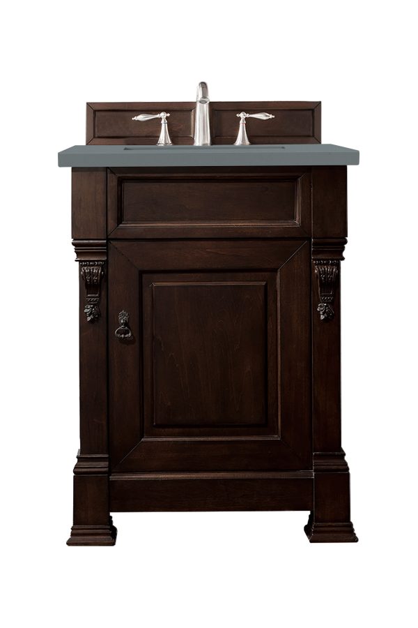 Brookfield 26 inch Bathroom Vanity in Burnished Mahogany With Cala Blue Quartz Top