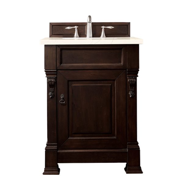 Brookfield 26 inch Bathroom Vanity in Burnished Mahogany With Eternal Marfil Quartz Top