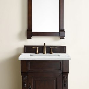 Brookfield 26 inch Bathroom Vanity in Burnished Mahogany With Ethereal Noctis Quartz Top