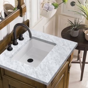 Brookfield 26 inch Bathroom Vanity in Country Oak With Carrara Marble Top