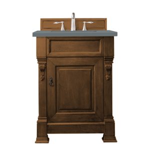 Brookfield 26 inch Bathroom Vanity in Country Oak With Cala Blue Quartz Top