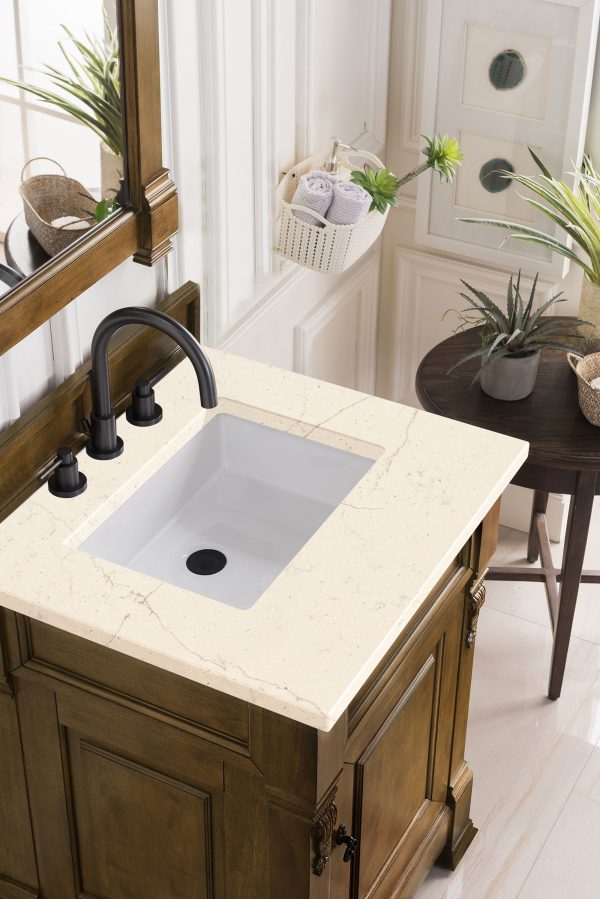 Brookfield 26 inch Bathroom Vanity in Country Oak With Eternal Marfil Quartz Top