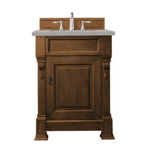 Brookfield 26 inch Bathroom Vanity in Country Oak With Eternal Serena Quartz Top