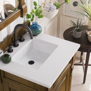 Brookfield 26 inch Bathroom Vanity in Country Oak With White Quartz Top