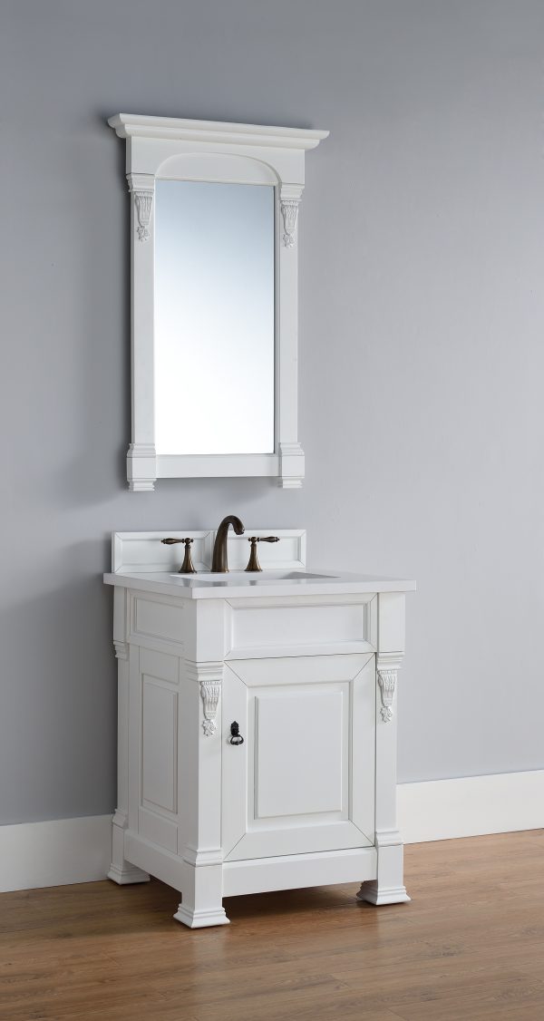 Brookfield 26 inch Bathroom Vanity in Bright White With White Quartz Top